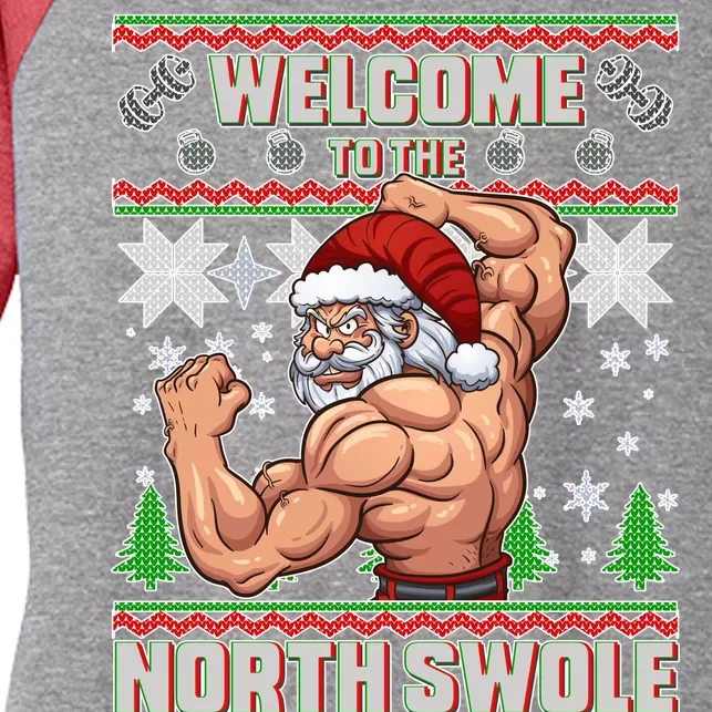 Welcome to the North Swole Santa Ugly Christmas Women's Tri-Blend 3/4-Sleeve Raglan Shirt