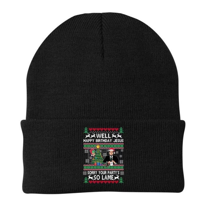 Well Happy Birthday Jesus Funny Quote Office Ugly Christmas Knit Cap Winter Beanie