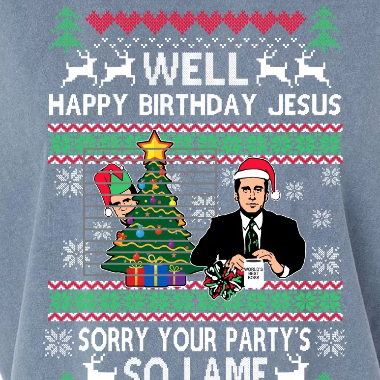 Well Happy Birthday Jesus Funny Quote Office Ugly Christmas Garment-Dyed Women's Muscle Tee