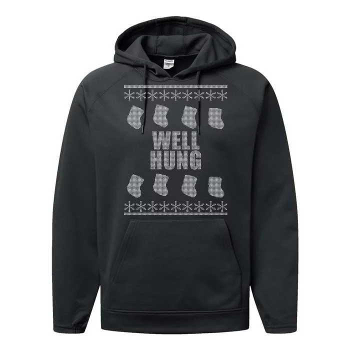 Well Hung Funny Ugly Christmas Performance Fleece Hoodie