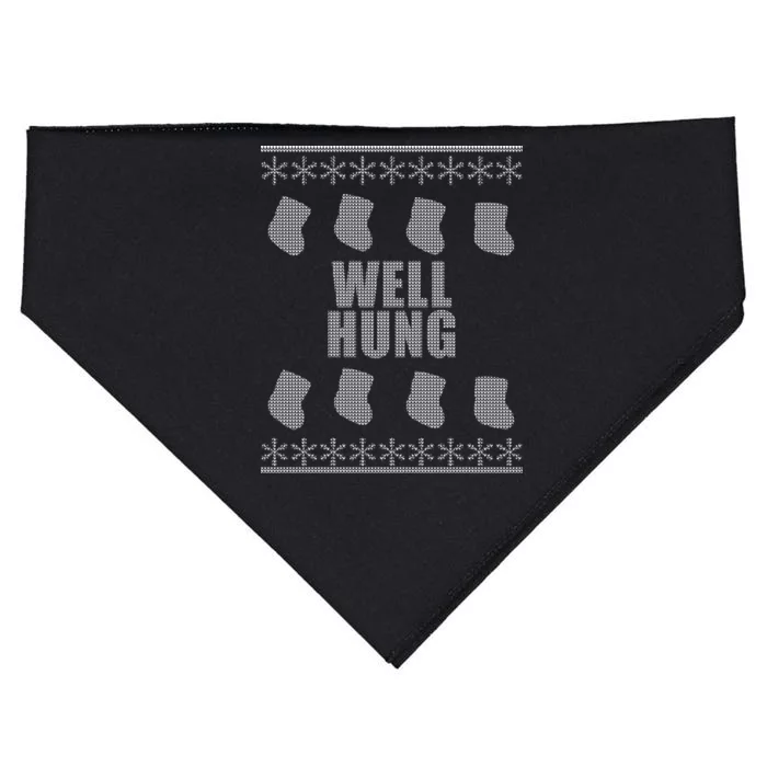 Well Hung Funny Ugly Christmas USA-Made Doggie Bandana