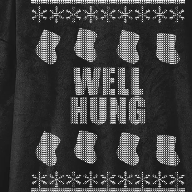 Well Hung Funny Ugly Christmas Hooded Wearable Blanket