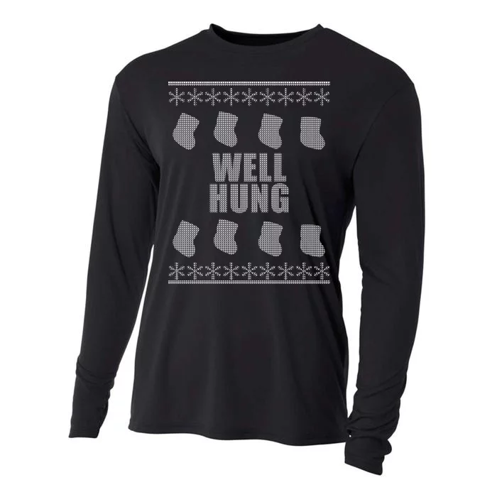 Well Hung Funny Ugly Christmas Cooling Performance Long Sleeve Crew