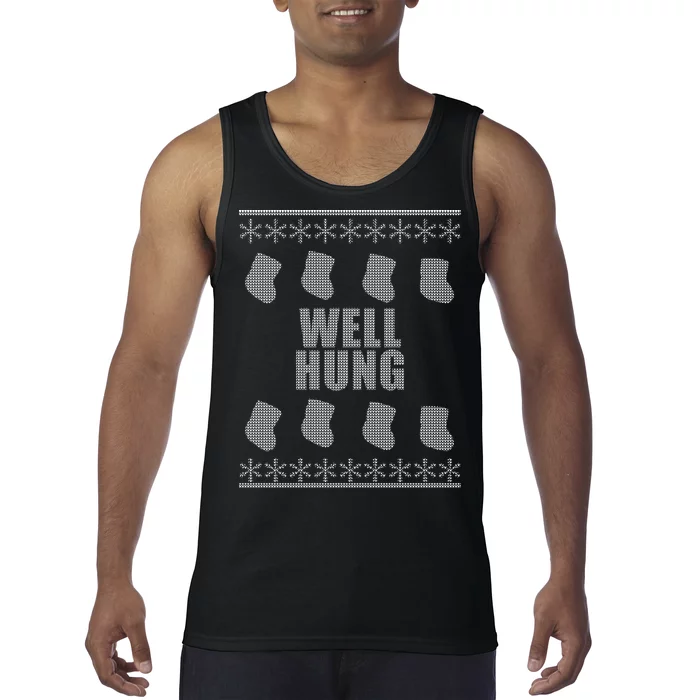 Well Hung Funny Ugly Christmas Tank Top