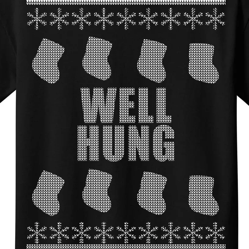 Well Hung Funny Ugly Christmas Kids T-Shirt