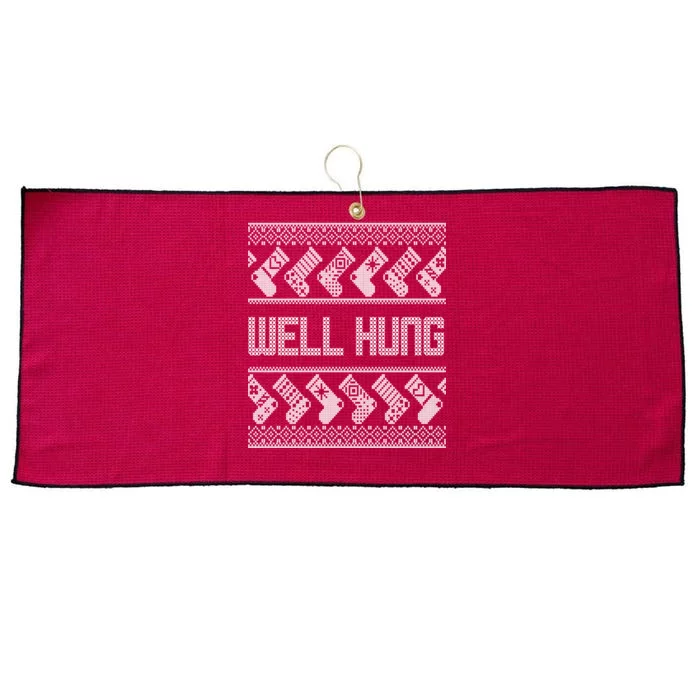 Well Hung Ugly Christmas Large Microfiber Waffle Golf Towel