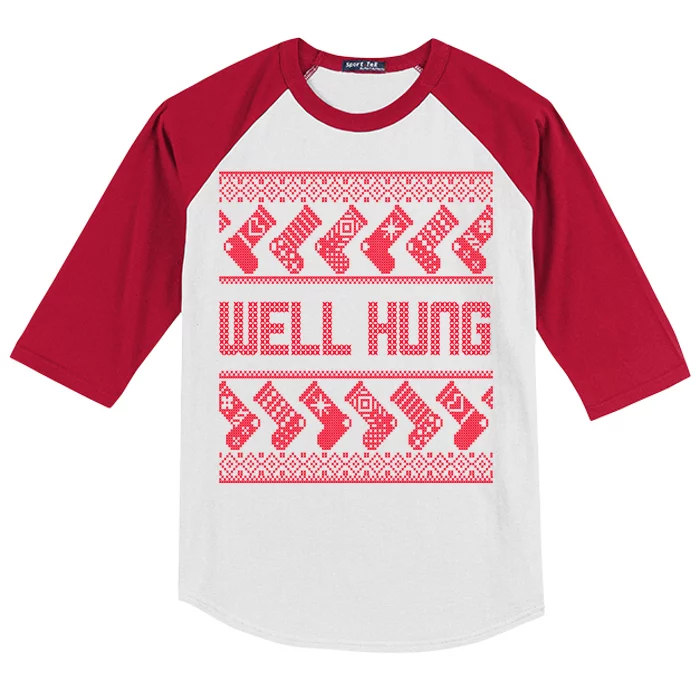 Well Hung Ugly Christmas Kids Colorblock Raglan Jersey