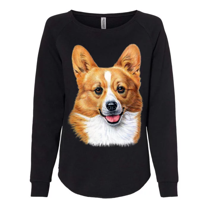 Welsh Corgi Dog Portrait Womens California Wash Sweatshirt