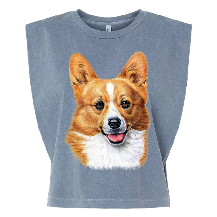 Welsh Corgi Dog Portrait Garment-Dyed Women's Muscle Tee