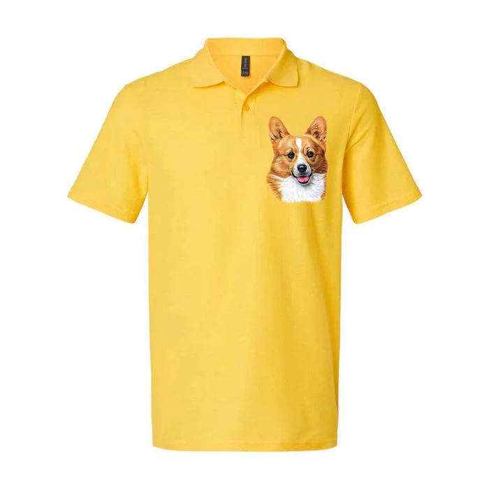 Welsh Corgi Dog Portrait Softstyle Adult Sport Polo