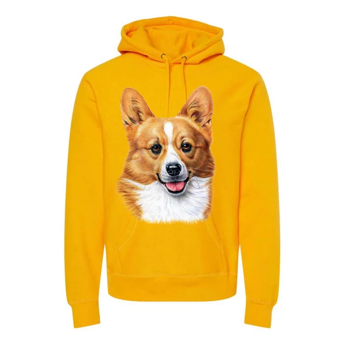 Welsh Corgi Dog Portrait Premium Hoodie