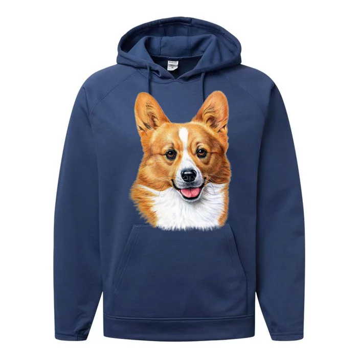 Welsh Corgi Dog Portrait Performance Fleece Hoodie