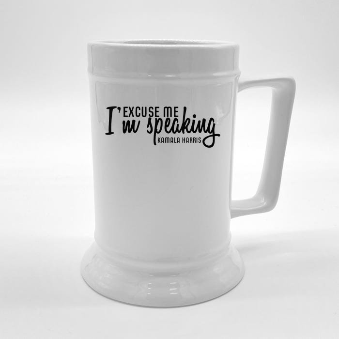 Wo Excuse Me IM Speaking Kamala Harris Vneck Front & Back Beer Stein