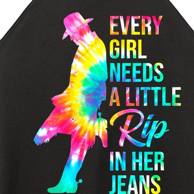 Wo Every  Needs A Little Rip In Her Jeans Funny Quotes Women’s Perfect Tri Rocker Tank