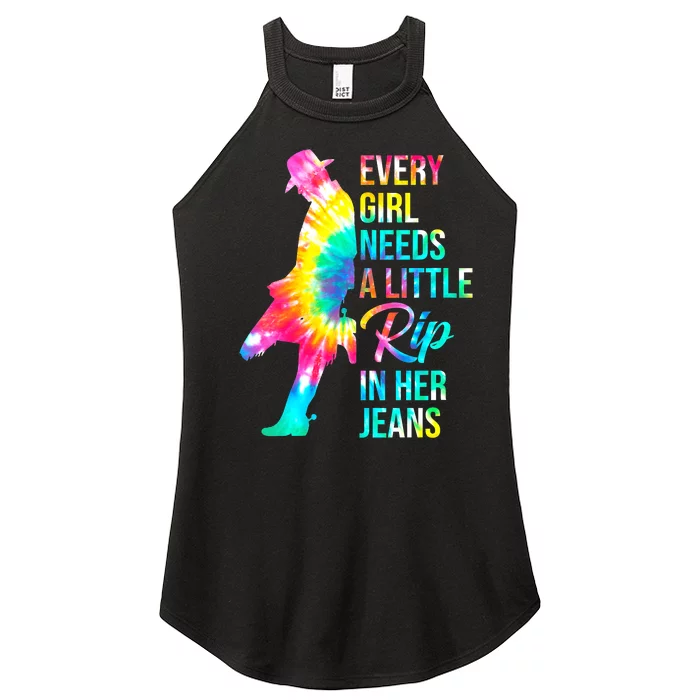 Wo Every  Needs A Little Rip In Her Jeans Funny Quotes Women’s Perfect Tri Rocker Tank