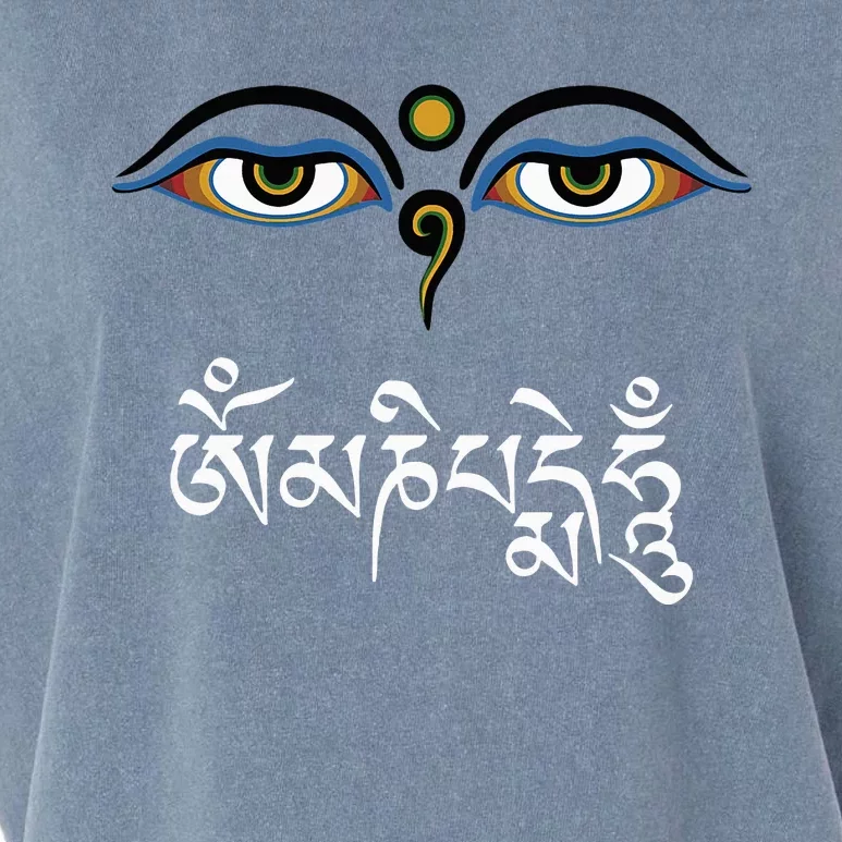 Wisdom Eyes Om Mani Padme Hum Buddha Buddhist Dalai Lama Garment-Dyed Women's Muscle Tee