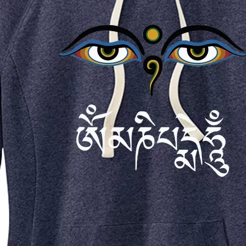 Wisdom Eyes Om Mani Padme Hum Buddha Buddhist Dalai Lama Women's Fleece Hoodie