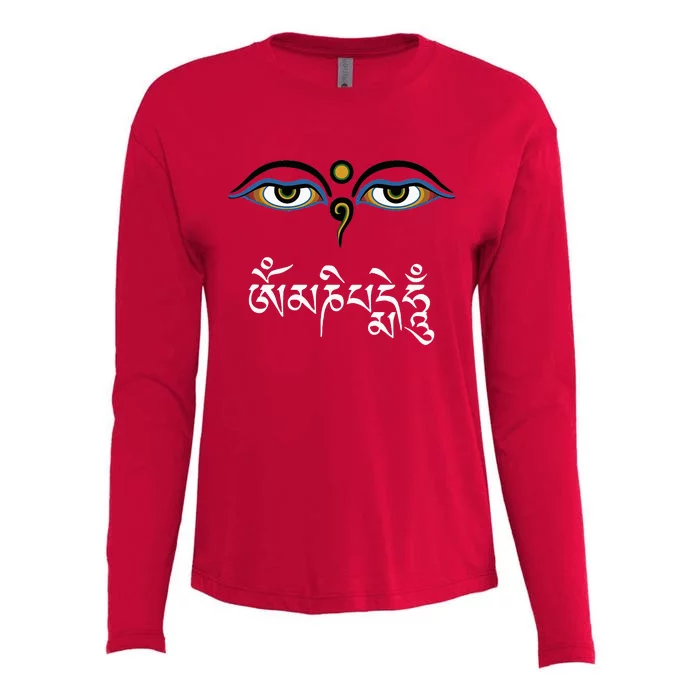 Wisdom Eyes Om Mani Padme Hum Buddha Buddhist Dalai Lama Womens Cotton Relaxed Long Sleeve T-Shirt