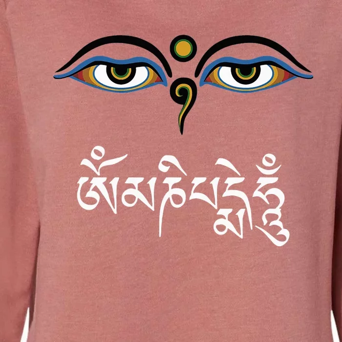 Wisdom Eyes Om Mani Padme Hum Buddha Buddhist Dalai Lama Womens California Wash Sweatshirt