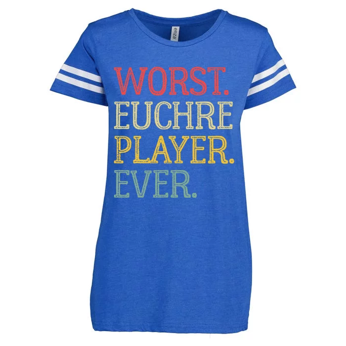 Worst Euchre Player Ever Funny Vintage Euchre Board Game Enza Ladies Jersey Football T-Shirt