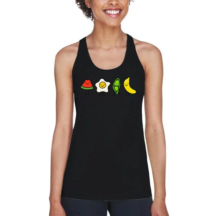 Watermelon egg peas bananas song funny Women's Racerback Tank