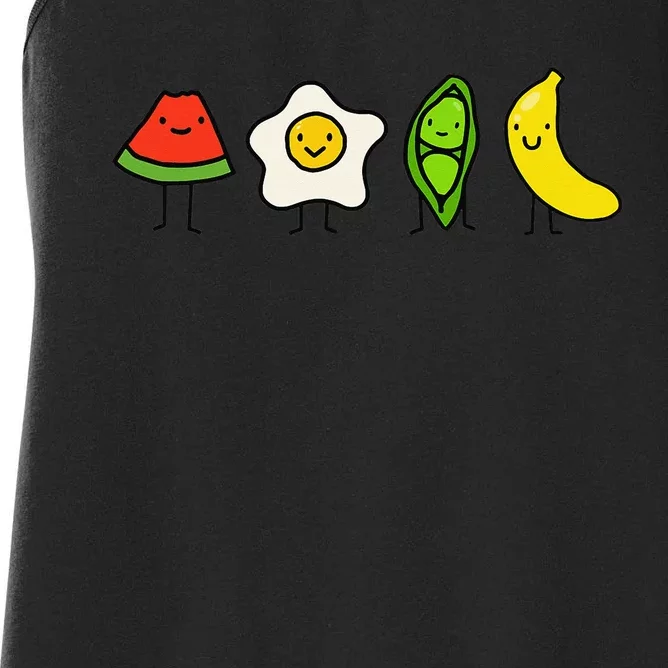 Watermelon egg peas bananas song funny Women's Racerback Tank