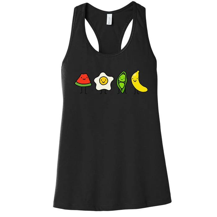 Watermelon egg peas bananas song funny Women's Racerback Tank