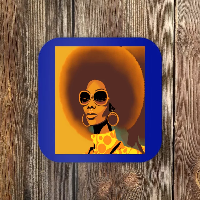 Wo Empowert Retro Afro African American Mom Cool Gift Coaster