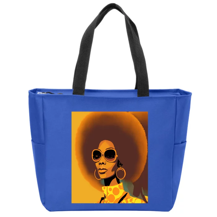 Wo Empowert Retro Afro African American Mom Cool Gift Zip Tote Bag