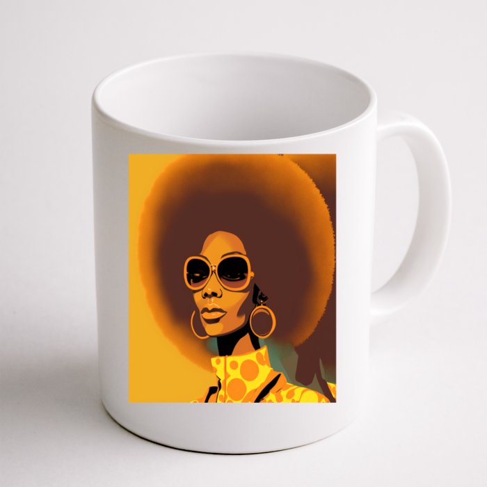 Wo Empowert Retro Afro African American Mom Cool Gift Front & Back Coffee Mug