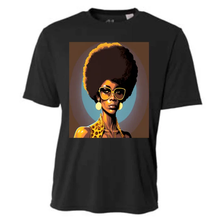 Wo Empowert Retro Afro African American Mom Gift Cooling Performance Crew T-Shirt