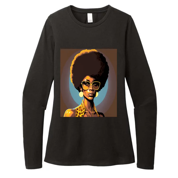 Wo Empowert Retro Afro African American Mom Gift Womens CVC Long Sleeve Shirt