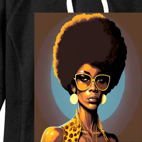 Wo Empowert Retro Afro African American Mom Gift Women's Fleece Hoodie