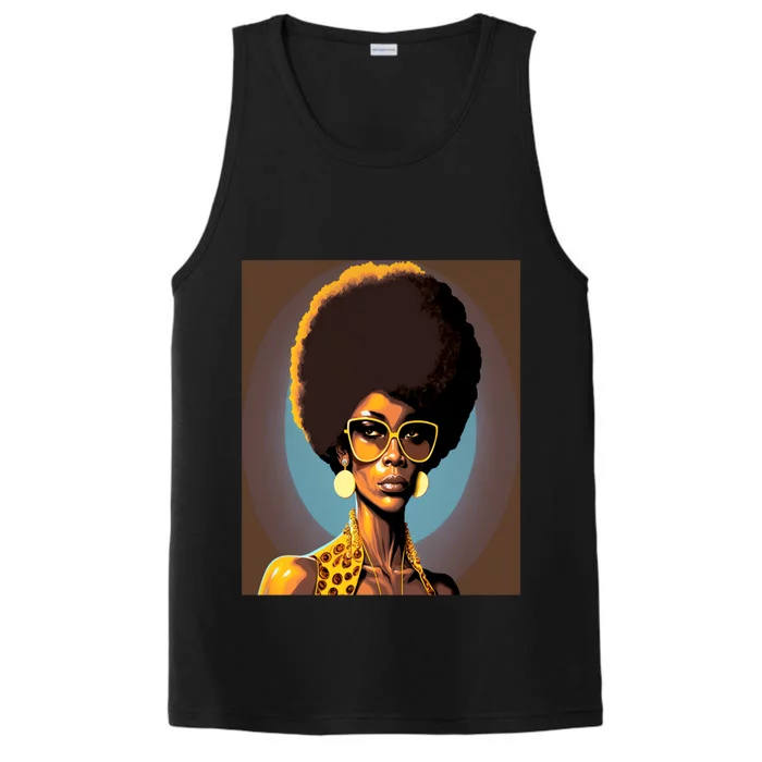 Wo Empowert Retro Afro African American Mom Gift Performance Tank