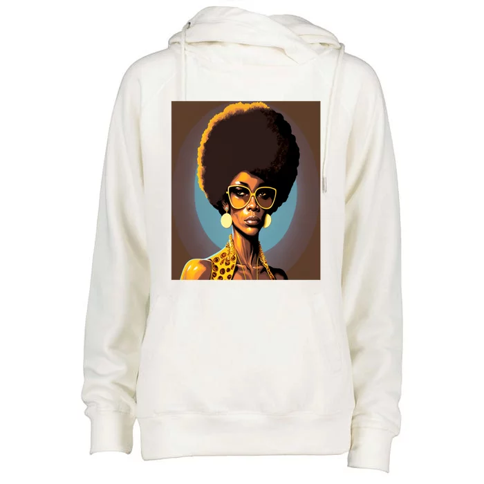 Wo Empowert Retro Afro African American Mom Gift Womens Funnel Neck Pullover Hood