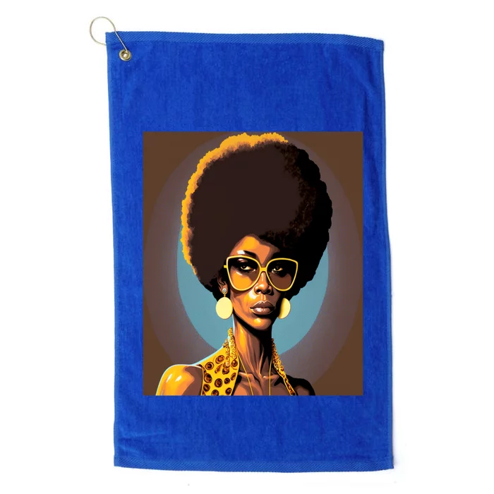 Wo Empowert Retro Afro African American Mom Gift Platinum Collection Golf Towel