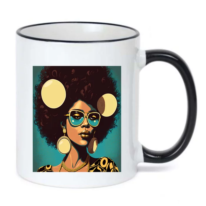 Wo Empowert Retro Afro African American Mom Gift Black Color Changing Mug