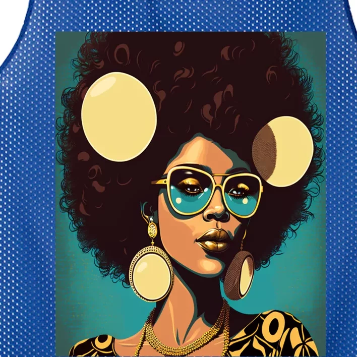 Wo Empowert Retro Afro African American Mom Gift Mesh Reversible Basketball Jersey Tank