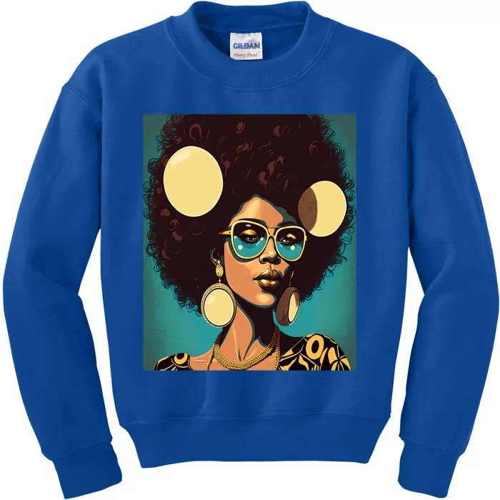 Wo Empowert Retro Afro African American Mom Gift Kids Sweatshirt