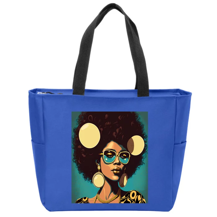 Wo Empowert Retro Afro African American Mom Gift Zip Tote Bag