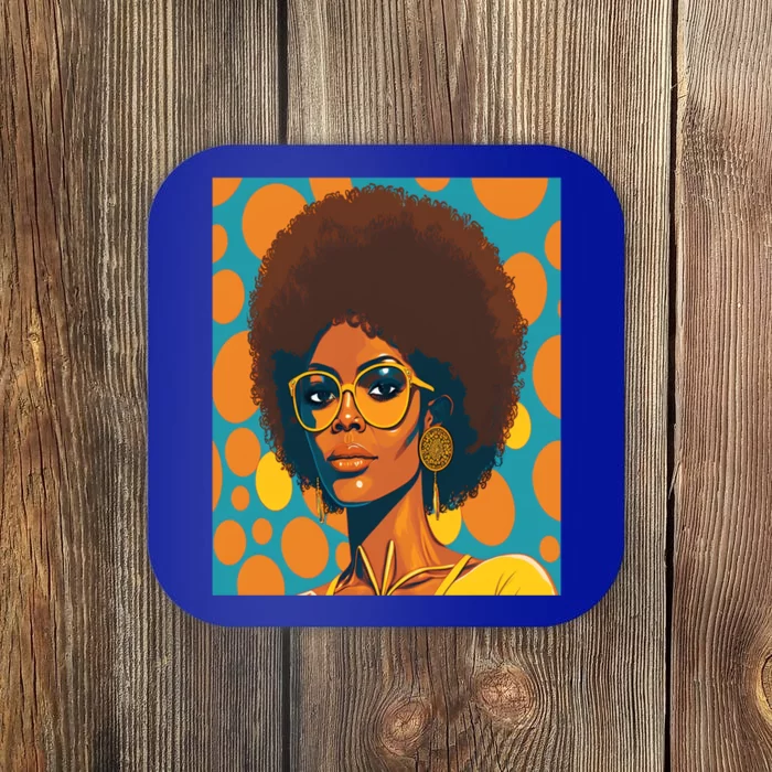 Wo Empowert Retro Afro African American Mom Gift Coaster