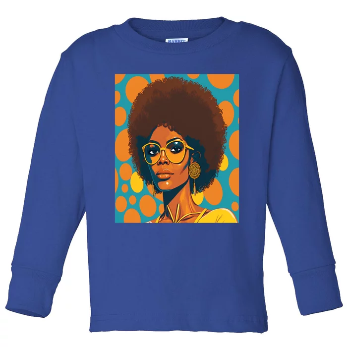 Wo Empowert Retro Afro African American Mom Gift Toddler Long Sleeve Shirt