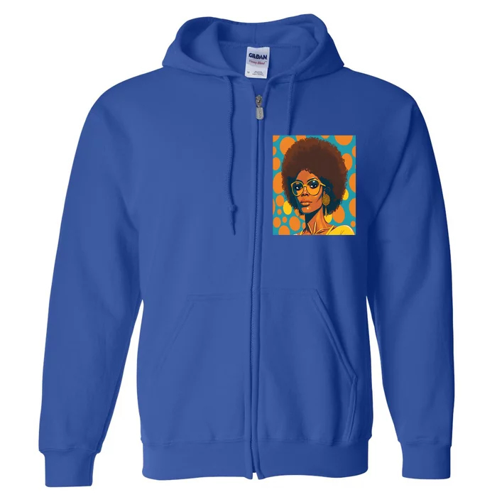 Wo Empowert Retro Afro African American Mom Gift Full Zip Hoodie