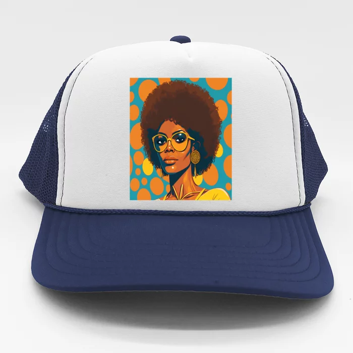 Wo Empowert Retro Afro African American Mom Gift Trucker Hat