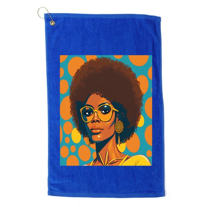 Wo Empowert Retro Afro African American Mom Gift Platinum Collection Golf Towel