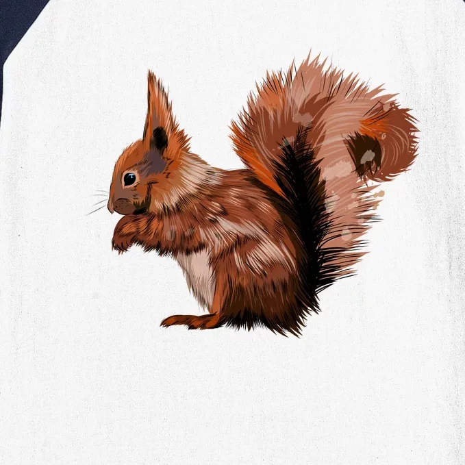 Watercolor Eurasian Red Squirrel Baseball Sleeve Shirt