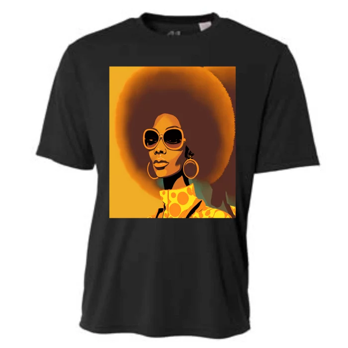 Wo Empowert Retro Afro African American Mom Cute Gift Cooling Performance Crew T-Shirt