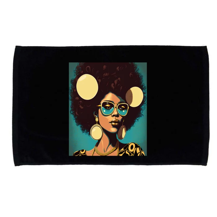 Wo Empowert Retro Afro African American Mom Meaningful Gift Microfiber Hand Towel