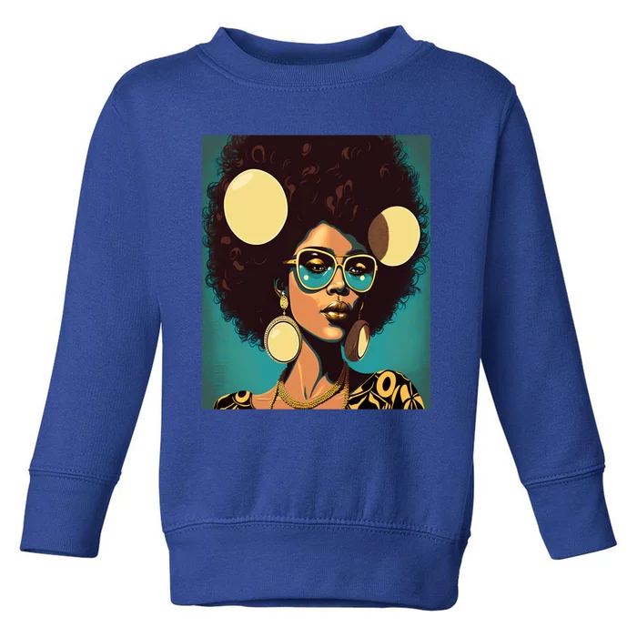 Wo Empowert Retro Afro African American Mom Meaningful Gift Toddler Sweatshirt