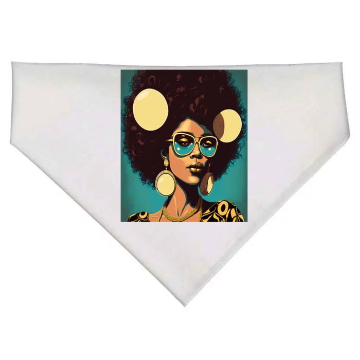 Wo Empowert Retro Afro African American Mom Meaningful Gift USA-Made Doggie Bandana